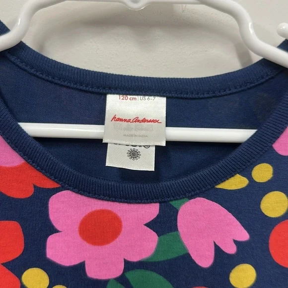 Hanna Andersson Floral long sleeve play-dress Dress 6-7 - Picture 3 of 6